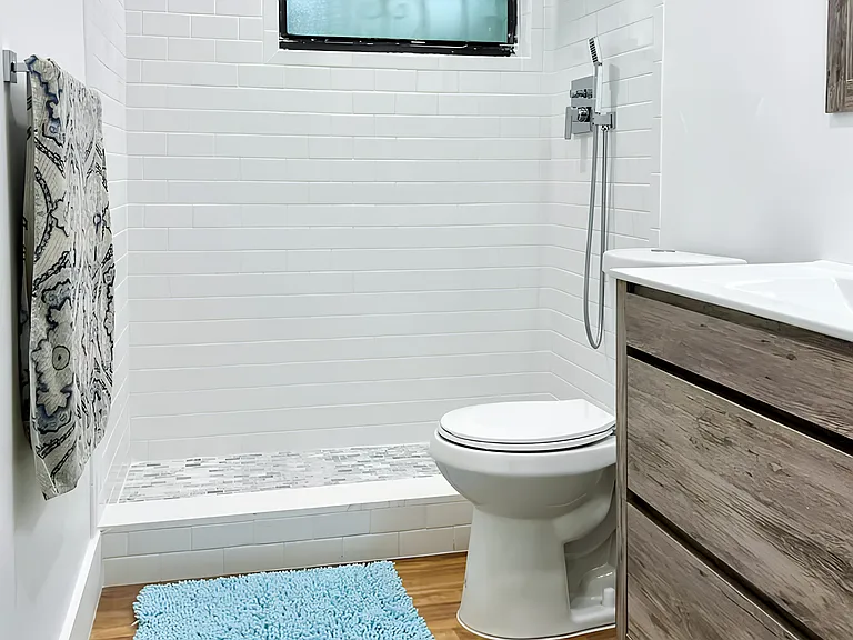 Bath #2 Newly tiled with new fixtures.