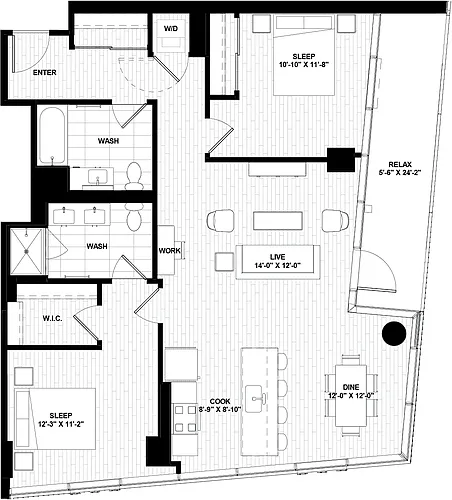 Floor plan Two Bed 13