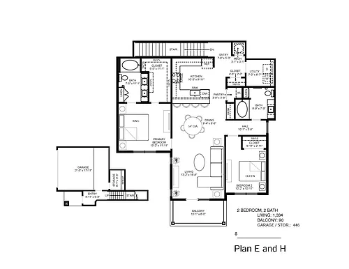 Floor plan 2 Bedroom 2 Bath 2nd Floor