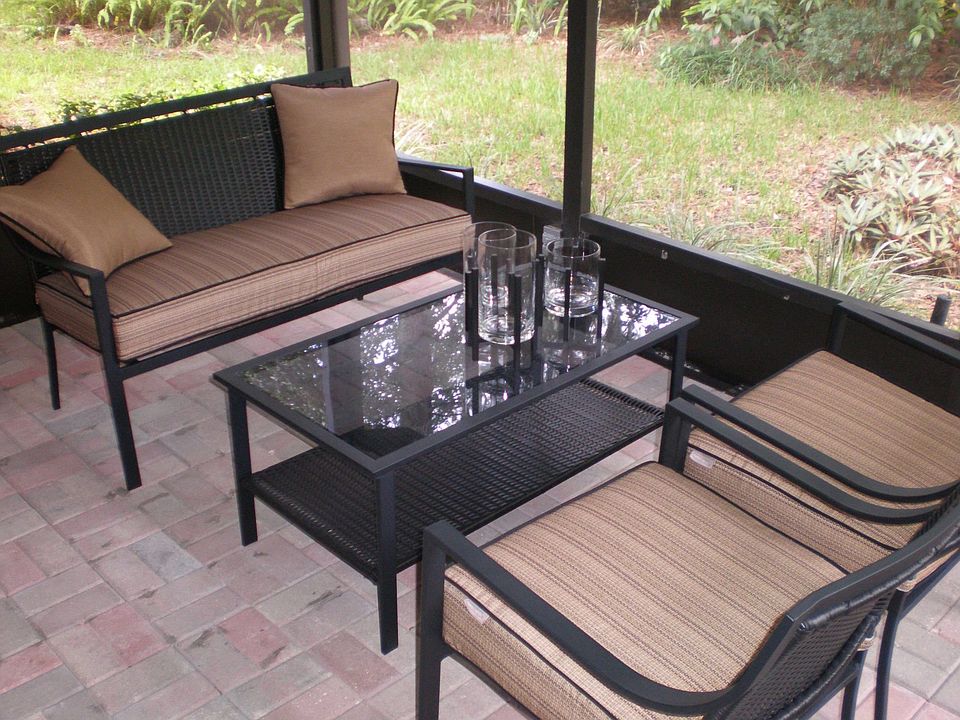 screened lanai over looking private backyard