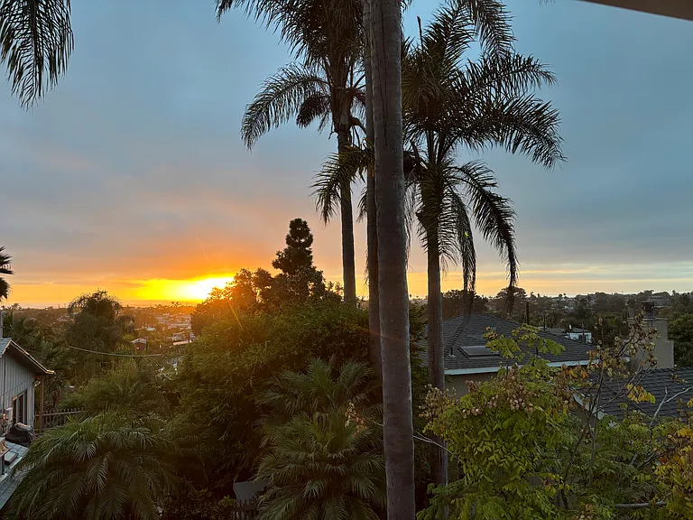 Sunset from upstairs - It's great to have ocean view and live in Encinitas
