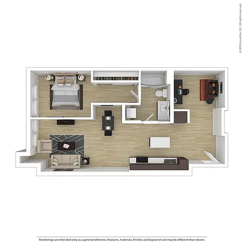 Floor plan 1x1 + Den B