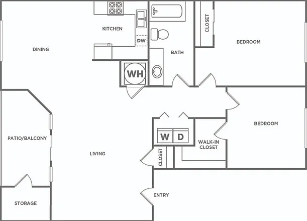 Two Bedroom One Bath | 901 sq. ft. Two Bedroom One Bath | 901 sq. ft.