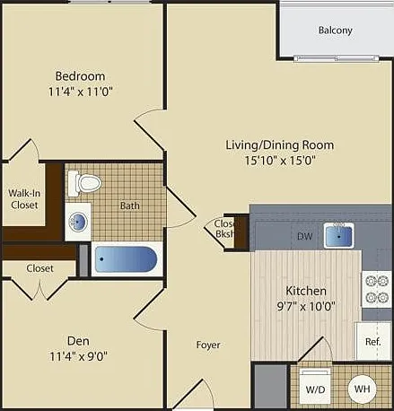 One Bedroom One Bath with Den (755 SF) One Bedroom One Bath with Den (755 SF)