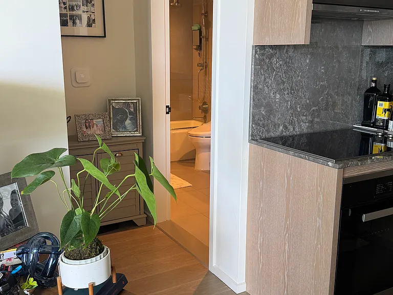 hallway to bathroom