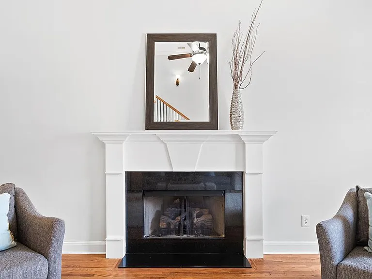 Living room gas fireplace.