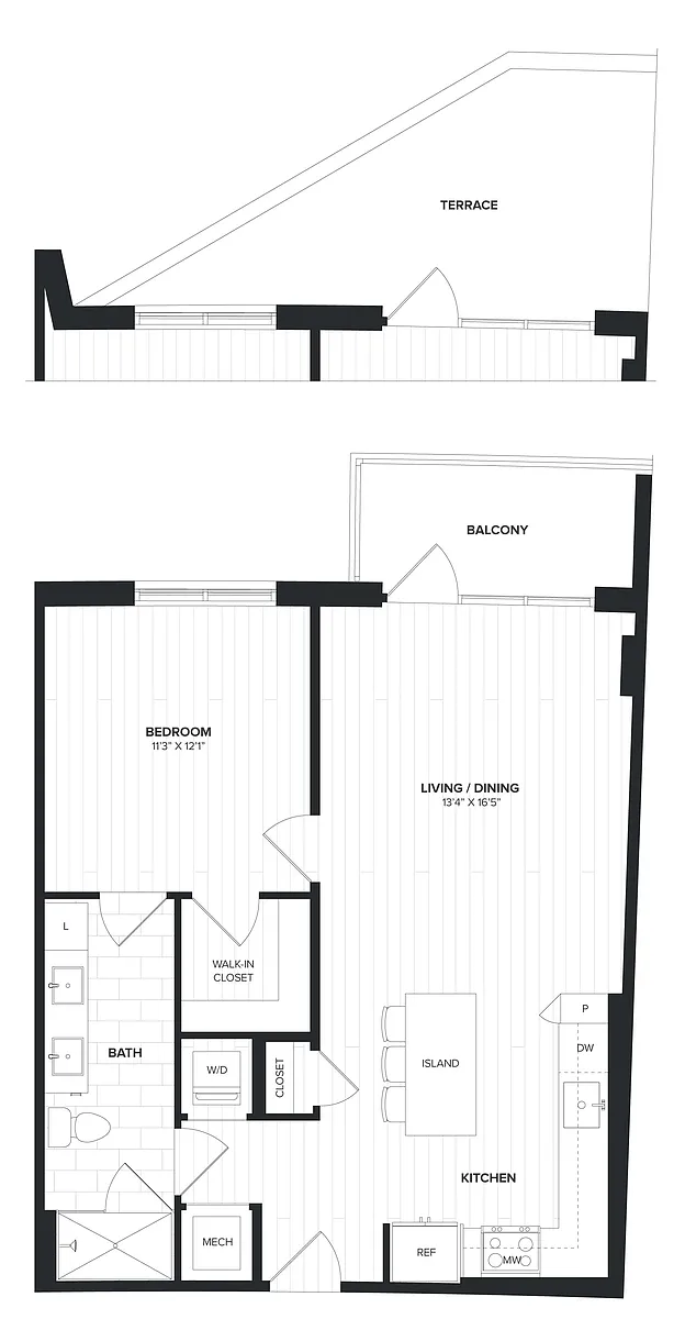Floor plan 01BR-02D