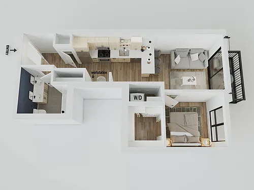 Floor plan 1BR/1BA - La Crosse