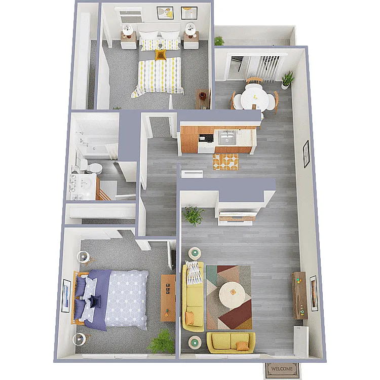 Floor plan Two Bedroom One Bathroom