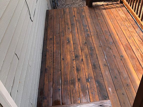Private Second Redwood Deck on Side of House off Entry Access to Fenced Side Yard and Picnic Table