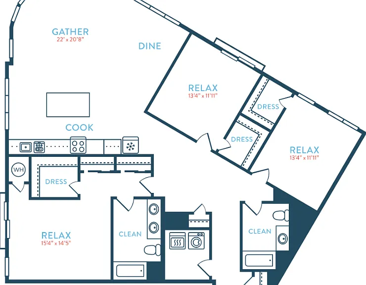 1877 Waypointe C2 Floorplan Diagram