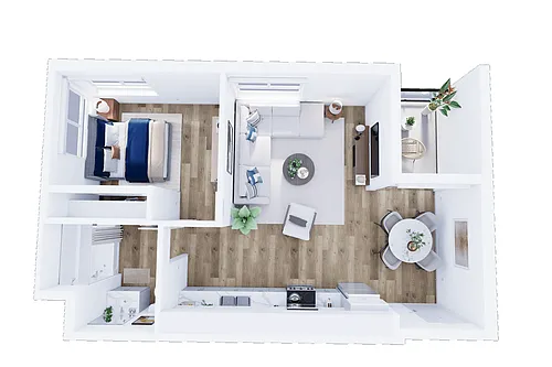 Floor plan Plan 1A - 1 Bedroom, 1 Bath