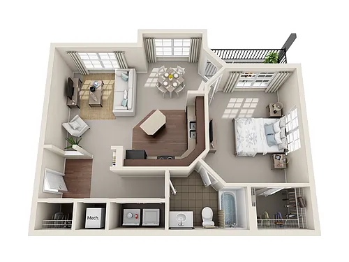 Floor plan 1x1C