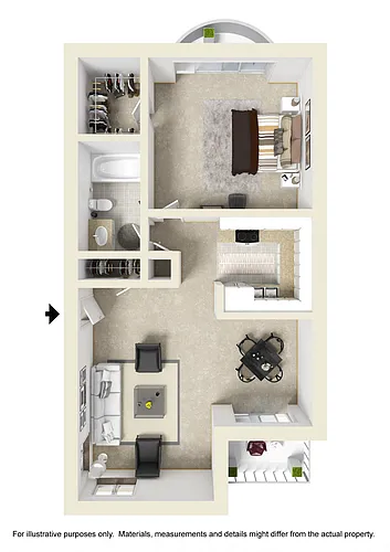 Floor plan 1 Bed 1 Bath