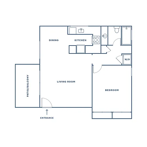 Floor plan 1 Bed, 1 Bath - A1 (Opal)