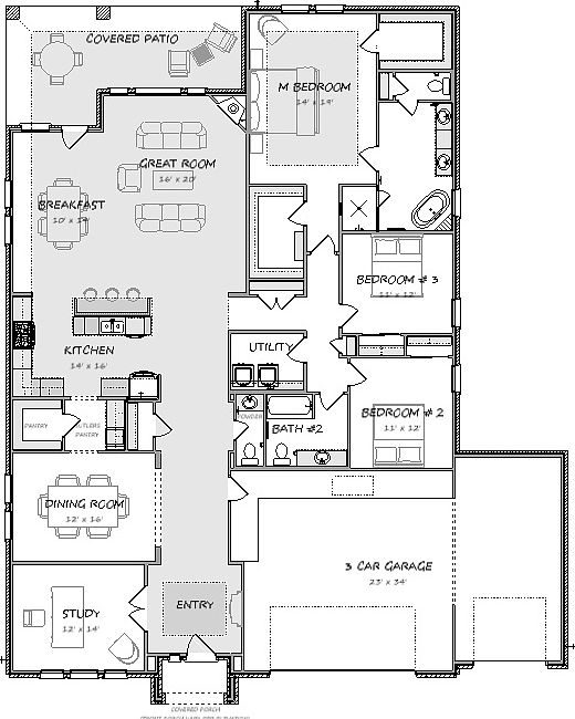 Briarwood A w Stone and Study Floor Plan