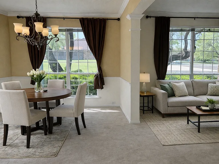 Ai staged - Formal dining room and living room