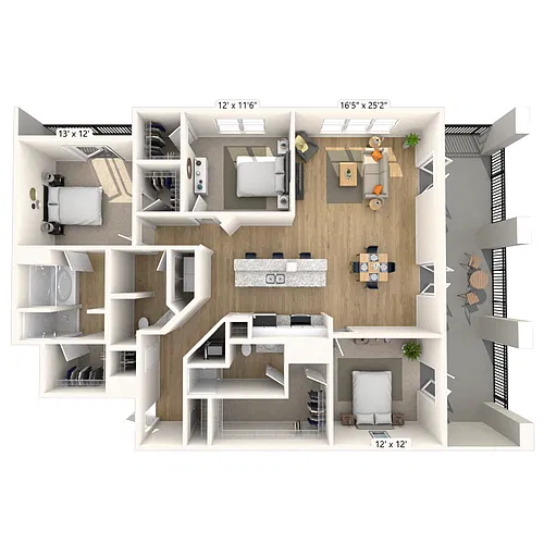 Floor plan Traditional 3x3 1661 SF