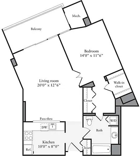 Floor plan 1 Bedroom N