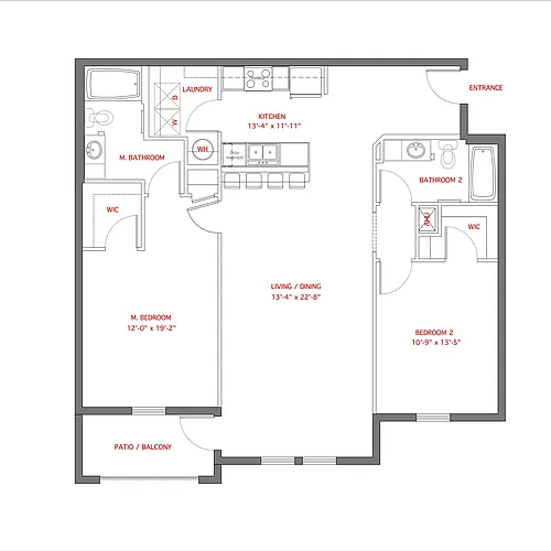 Floor plan 2BR- Balcony - Haven