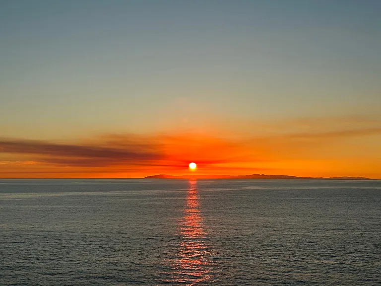 Sunset and Catalina Island views from inside the condo