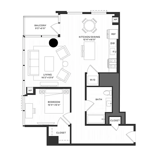 Floor plan 1 Bed/1 Bath-1G