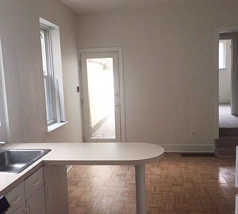 Kitchen looking into dining area.
