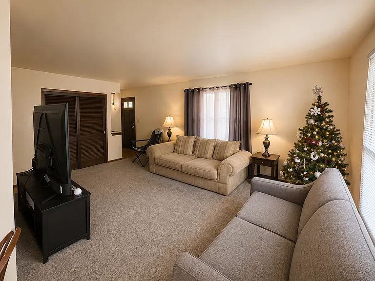 Living Room with natural light and storage