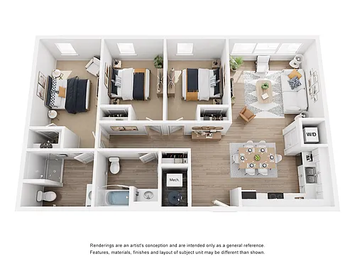 Floor plan 3 bed 1216sf