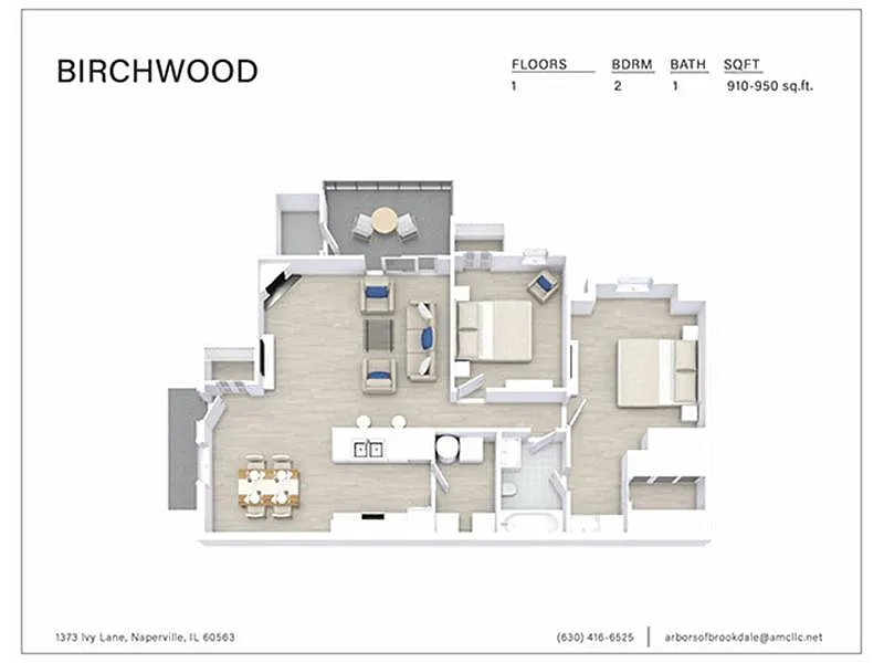 Floor plan 2 Bedroom 1 Bathroom B2