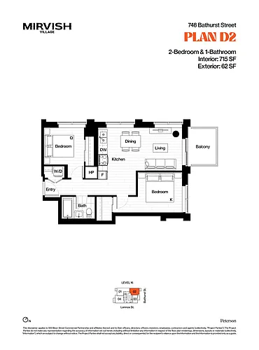 Floor plan 748 2 Bedroom 1 Bathroom PH2 2 Bed 1 Bath 2