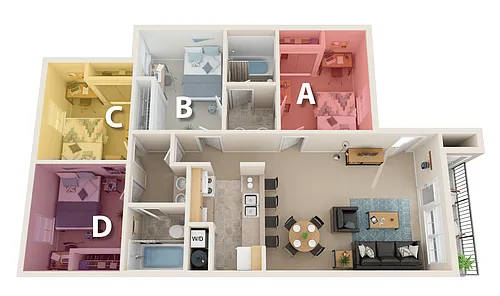 Floor plan By The Bed Pricing - Four Bedroom