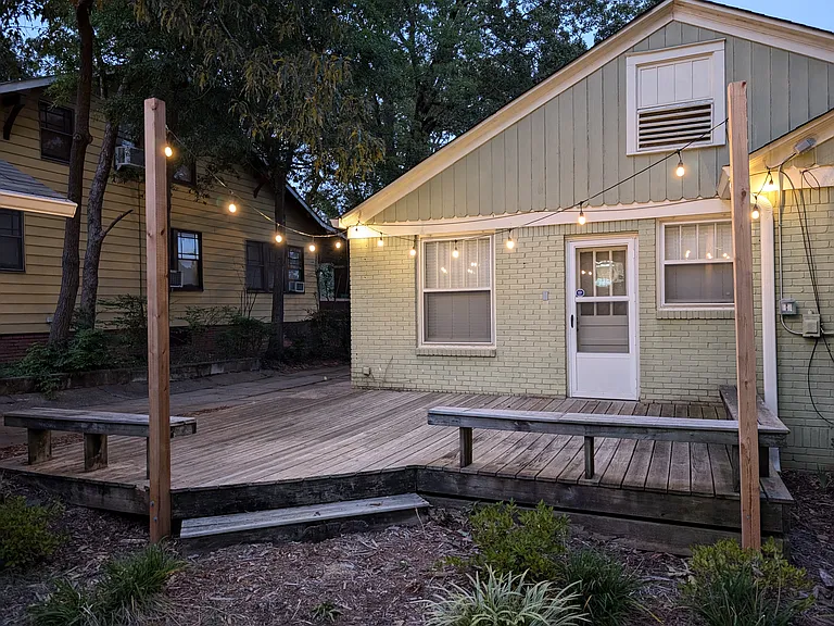 Large backyard with deck
