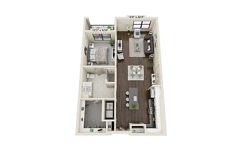 Floor plan 1 bedroom 1 bath