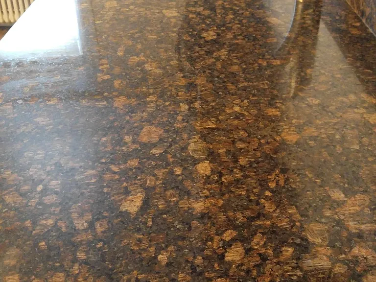 Black granite counters.