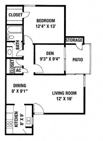 Floor plan 1 Bedroom / 1 Bath - 795