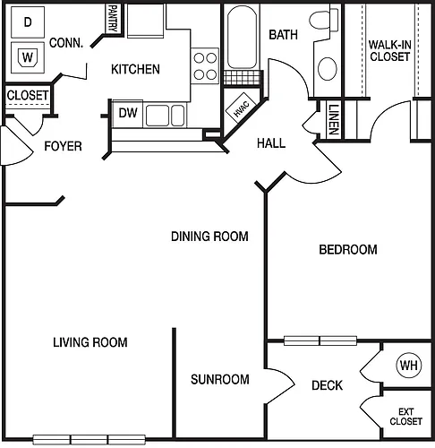 Floor plan 1x1J Renovated