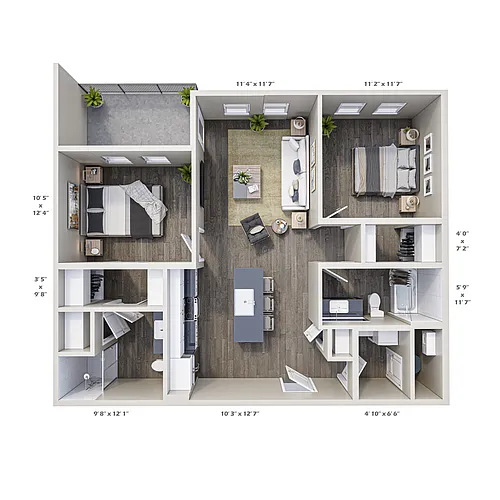 Floor plan 2A - Two bedroom Two Bathroom