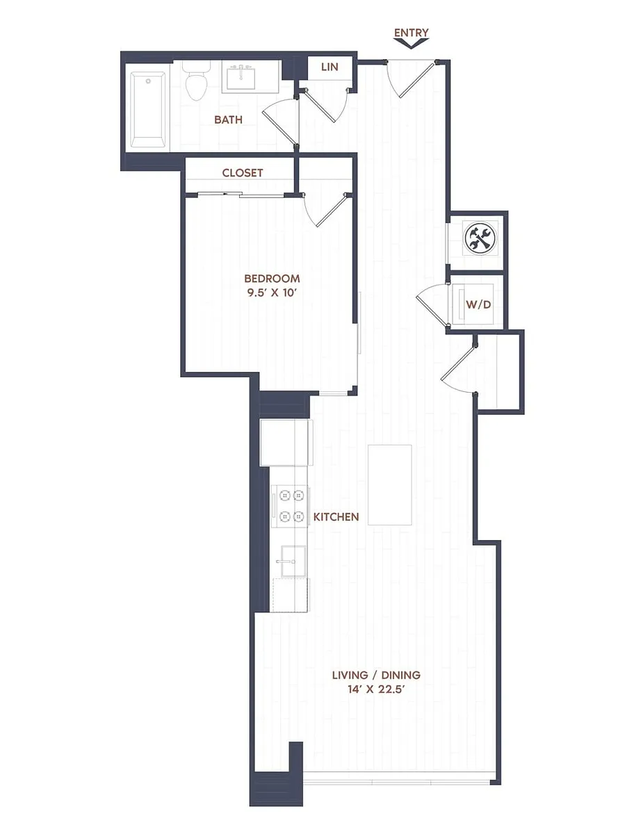 Floor plan 1 Bed/1 Bath-A06
