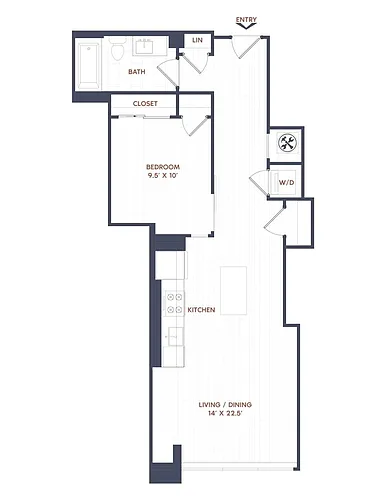Floor plan 1 Bed/1 Bath-A06
