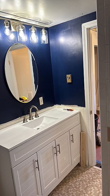 Bathroom not quit complete but actual bathroom.