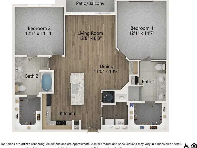 B1B | 2 bed 2 bath | 1173 sq ft B1B | 2 bed 2 bath | 1173 sq ft