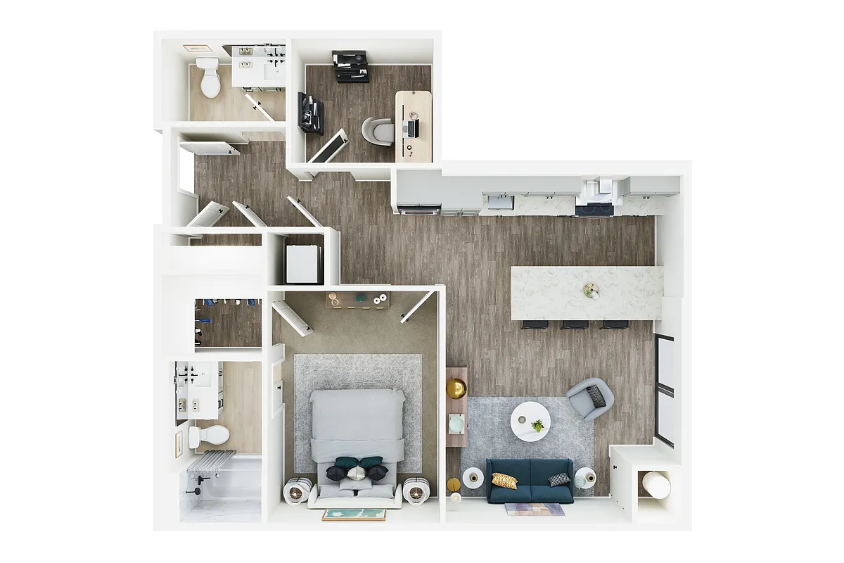 Floor plan 1 Bedroom D + Den
