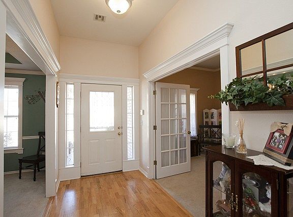 Wood flooring in bright entrance