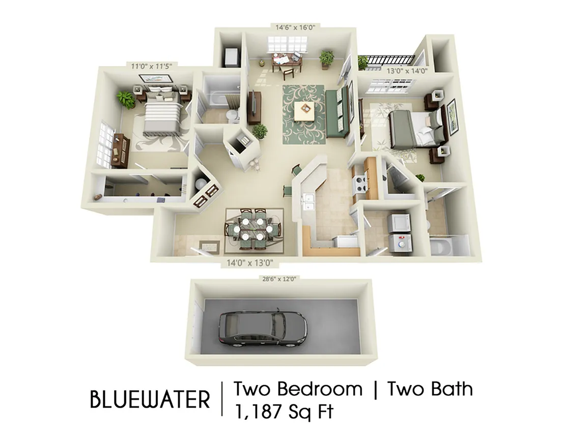 Floor plan Bluewater Double Primary with Garage