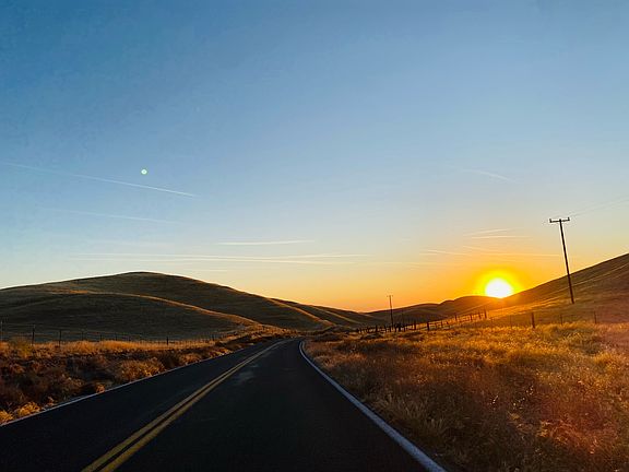 sunset on the way to the cabin