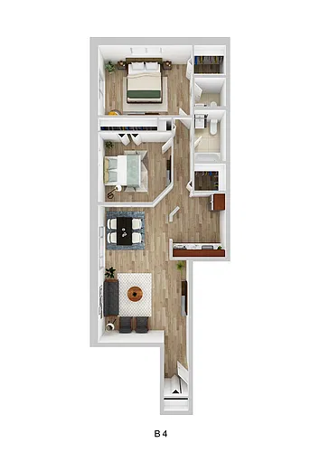 Floor plan 2 Bedroom / 1.5 Bath (B4)
