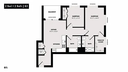 Floor plan 2 Bed/2 Bath-B3