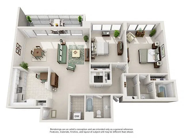 Floor plan 3 Bedroom, 2 Bath 1620 SF 32