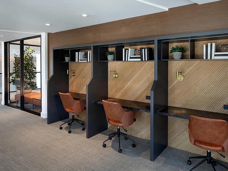 Co-working with private desk cubicles